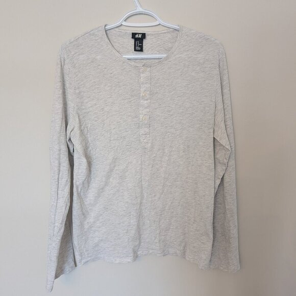 H&M, Henley long sleeve,  marle Grey, Size M - Picture 1 of 9